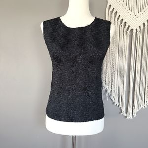 Plissé Y2K Black Crinkle Top M